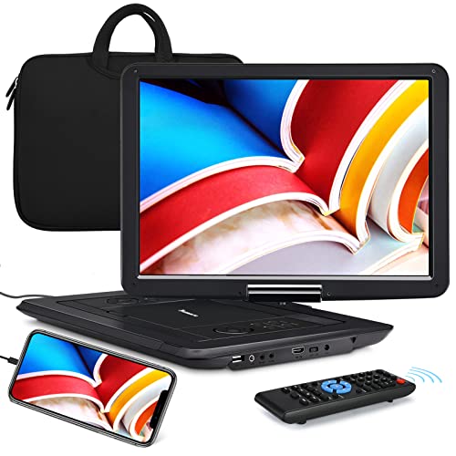 NAVISKAUTO 17,5'Lecteur DVD Portable Voiture, supporte HDMI Input, 1080P Vidéo Full HD, AV in/Out, Lecteur DVD Portable avec Sacoche de Transport Grand Ecran pour Enfant