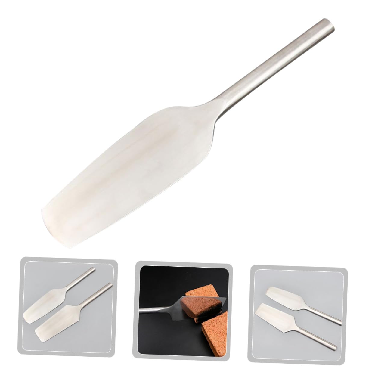TEHAUX Truelle à Briques Inoxydable Robuste Outils de Maçonnerie Finition Béton Tête Plate Antiadhésive Ergonomique pour Construction Chantier Usage Professionnel