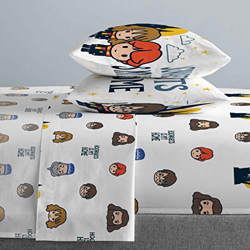 Image of Jay Franco Harry Potter is My Home 5 Piece Full Bed Set - Bedding Features Harry, Ron, Hermoine, Hagrid, and Dumbledore | Hogwarts, Bed in a Bag, Comforter Sheets Pillowcases, Official Product, Soft Microfiber, Machine Washable, Kids Gift