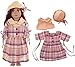 GIVBRO Bambola Plaid Abito Lungo Vestiti con Cappello Casual per 43-46cm Bambola Americana Dress Up Abiti Accessori Costume