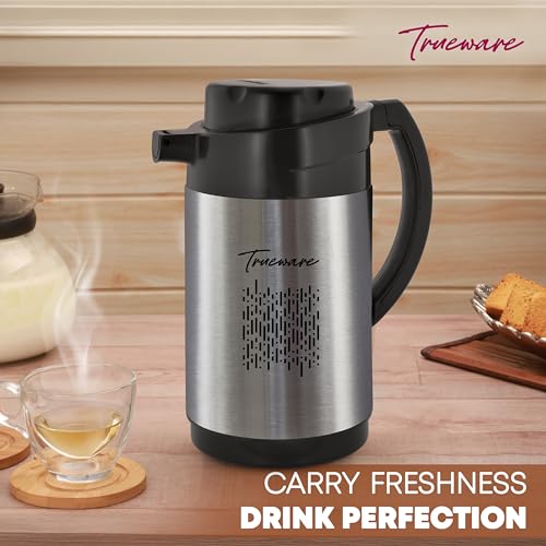 Image of Trueware Urban 1200 SS Insulated ISI Certified Flask -1000ML,Tea Pot Kettle Water Jug | Hot & Cold | Leak-Proof Lid | Thermoware | Food Grade | High Grade Stainless Steel | Anti Finger Print Coating