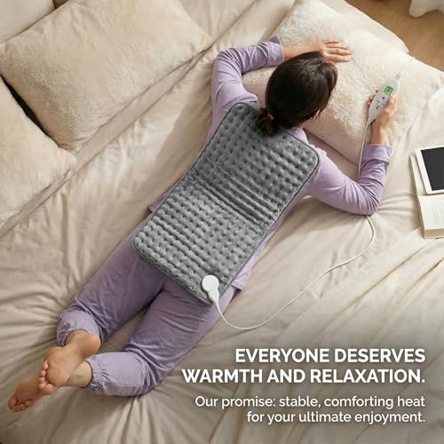 Image of Electric Heating Pad, 2025 Upgraded Dual Mode Controller (Manual and auto Off Mode),Multiple Safety protections, Comfortable Soft, Machine Washable(18 inchx 33 inch Grey)