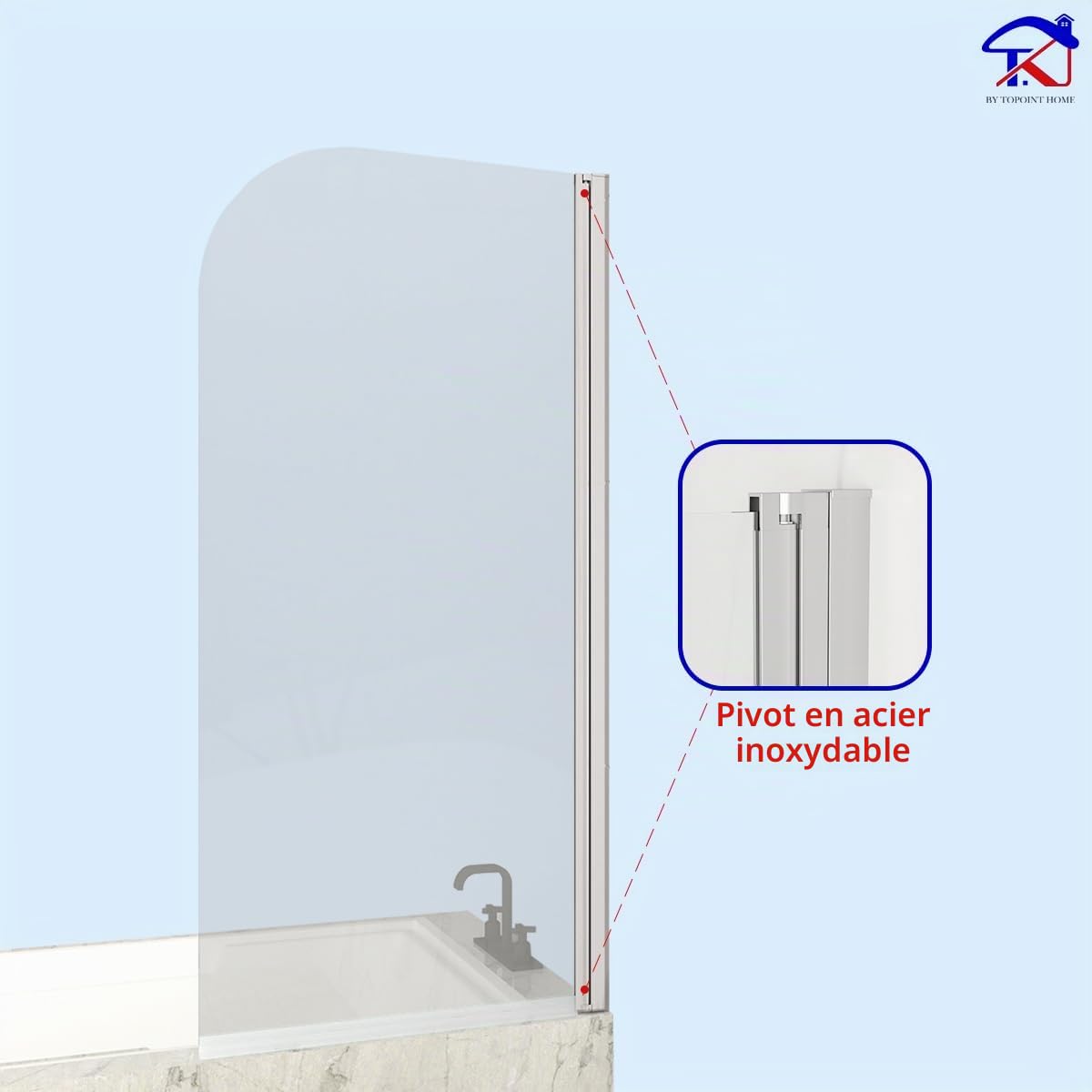 T&K Paroi de douche pour baignoire 70 x 140 cm chromée, Paroi de baignoire pliable bords arrondis verre de sécurité trempé de 5 mm facile à nettoyer des deux côtés écran de douche