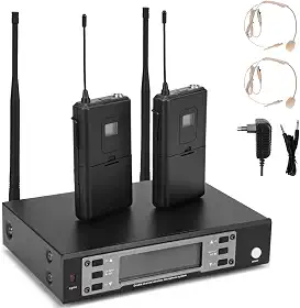 Microfone Estúdio Profissional, Sem Fio, Headset, 2 Canais, Cardióide, Compatível com Computador Pessoal e Console de Jogos