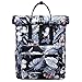 KALIDI Rucksack Damen Rucksack Herren Tagesrucksack mit Laptopfach, Unisex Modern Rolltop Rucksack Daypack, Wasserdichter Schulrucksack,Lässiger Backpack Schule Freizeit Uni Arbeit (Tusche Blume)