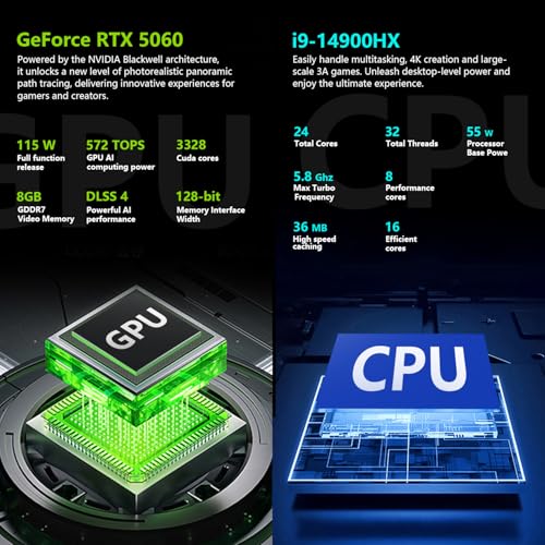 Image of Thunderobot Radiant 16 i9 5060 2.5K 300Hz Gaming Laptop, NVIDIA GeForce RTX 5060, Core i9-14900HX, 16 inch QHD+ 300Hz Display, 32GB DDR5, 1TB SSD, RGB Backlit Keyboard, Wi-Fi 6, Win 11 Home, Black