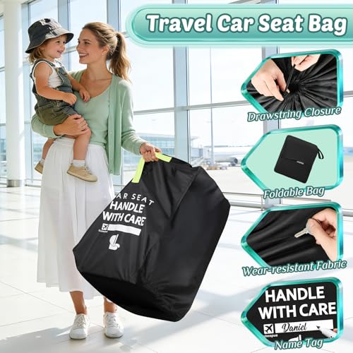 Image of Guiseapue Car Seat Travel Bag for Airplane: Car Seat Bags for Air Travel Fit All Car Seats, Infant Carriers & Booster Seats, Carseat Cover Fit Doona Graco Evenflo, Airplane Travel Essentials Flying