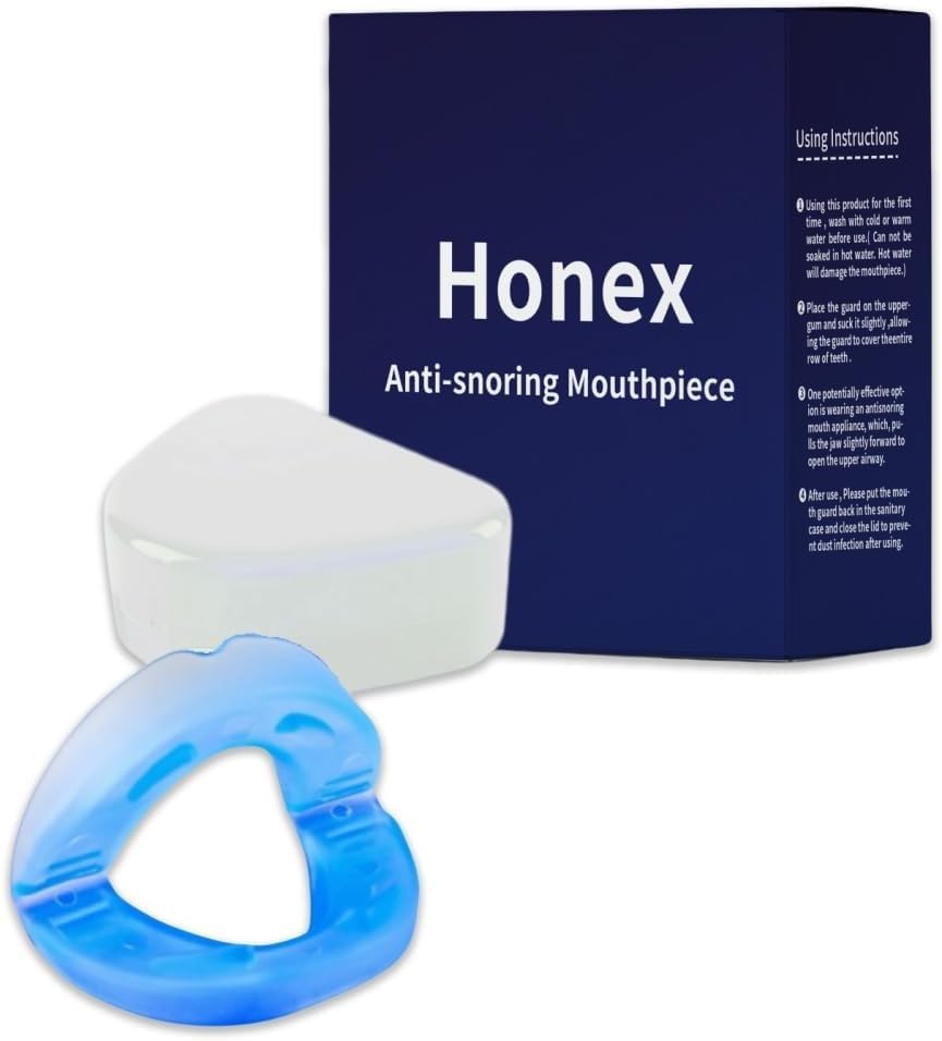 Honex Anti Snore Mouthpiece - Side Sleeper-Friendly, Universal Fit, Premium Material for Snoring Reduction & Teeth Grinding Protection Home & Travel ﻿