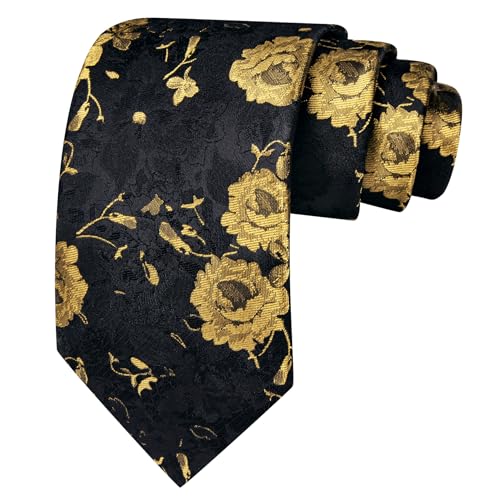 Image of Barry.Wang Men Tie Set Floral Paisley Silk Necktie Pocket Square Cufflinks Formal Wedding Party Business