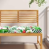 QJBSAVVA 2er Set Sitzkissen Outdoor Quadratisch 40x40x8 cm Tropisches Dschungel Design Polyester Bezug Weich & Wasserabweisend für Gartenmöbel Wohnzimmer und Balkon