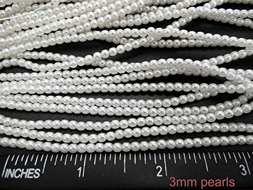 Czech Round Glass Imitation Pearls, 600Pcs (4X150Pcs) Of 3Mm White Pearl #TOP2