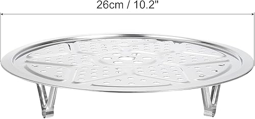 Miniatura 2 de uxcell Estante de vapor de acero inoxidable con soporte, bandeja de vapor de olla de 10.2 pulgadas para utensilios de cocina a vapor olla a presión