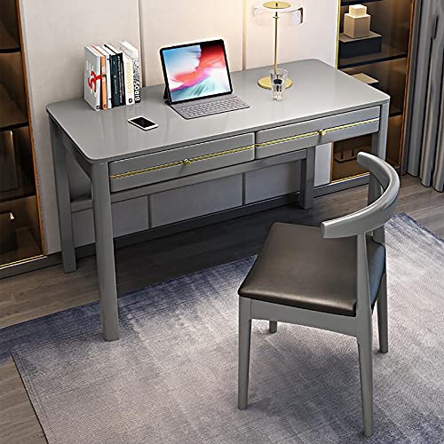 Writing Study Desk Gaming Computer Table Space Saving Sturdy Stable Wood Frame Simple Style Easy Assemble Bedroom Grey #TOP5