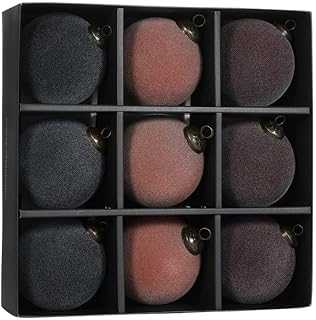 Velvet Christmas Balls Ornaments Set of 9, Flocked Plastic Tree Decorations for Holiday Home Display, 8Cm Diameter, Multicolor