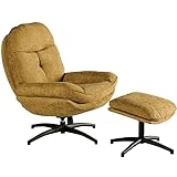 Fauteuil vintage inclinable moutarde confort avec repose-pieds Casita BRANSON - L 79 x l 85 x H 95 cm