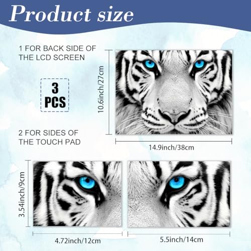 PLIGREAT White Tiger Laptop Decal Sticker Skin Cover, Blue Eyes Laptop Sticker Skins Decal Fits 12\" 13\" 13.3\" 14\" 15\" Laptops Universal Removable Vinyl Notebook Art Protector Netbook PC Cover Decal