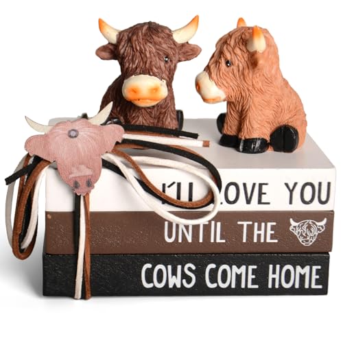Highland Cow Decor Highland Cow Figurine Brown Scottish Highland Cow, Lifelike Highland Cow Statue Ornament Gifts for Cow Lover Cow Decoration Bathroom Office Nursery Desk (Highland Cow Decor)
