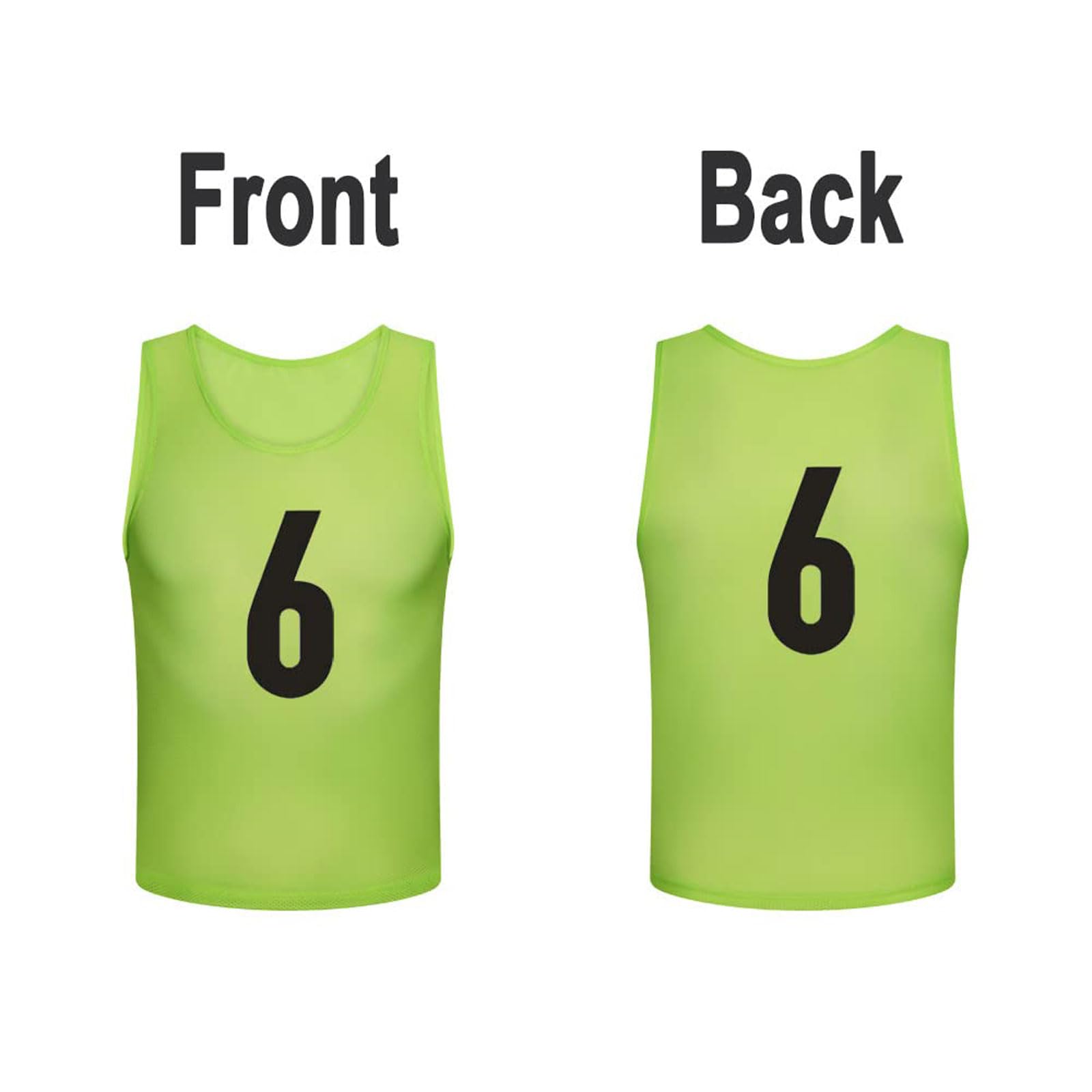 Lot de 12 gilets d'entraînement de football,Gilets d’entraînement Sport pour Jeunes et Adultes,Gilet d'exercice d'entraînement numéroté Gilets de Football en Maille pour Pratique Basket(S,M,L,XL)