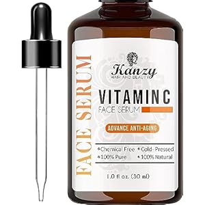 KANZY Vitamine C-Gezichtsserum met 20% Hyaluronzuur voor Littekens, Anti-Aging, Anti-Rimpel, Donkere Kringen en Fijne Lijntjes Boost Huidcollageen, Beste Vochtinbrengende Crème voor de Huid 30ML
