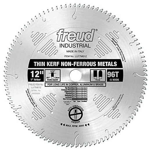 Freud Lâmina de metal não ferroso fina de 12" x 96T (LU77M012)