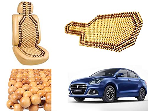Image of Car Bead Seat Wooden Beads Cushion Cover Pad for Maruti Suzuki Swift Dzire 2020, Acupressure Sitting Seat Cover | Cream Color - Pack of 1