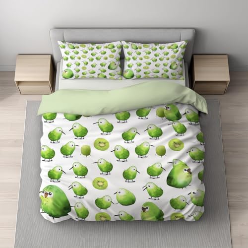Housse de couette 240x260 verte microfibre infroissable kiwi