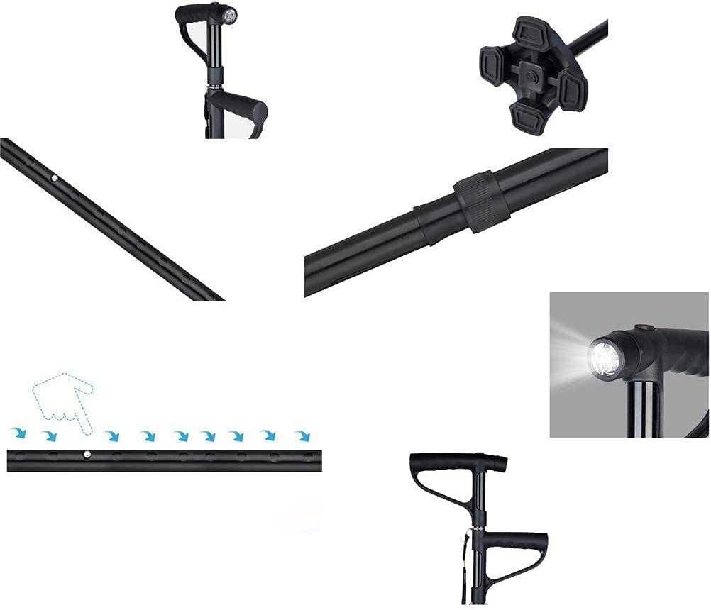 Bastones Bastones para Caminar Bastones Telescópicos Ajustables Antideslizantes con Luz LED 10 Altura Ajustable para Hombres Mujeres Personas Mayores Discapacitadas y Ancianos Star of Light