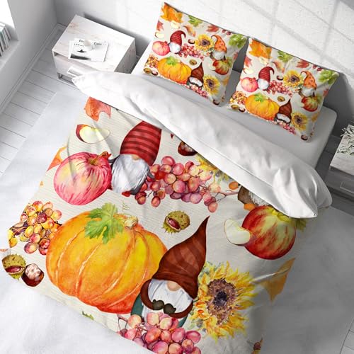 Parure de lit 100% microfibres 228x264cm motif gnomes et citrouilles