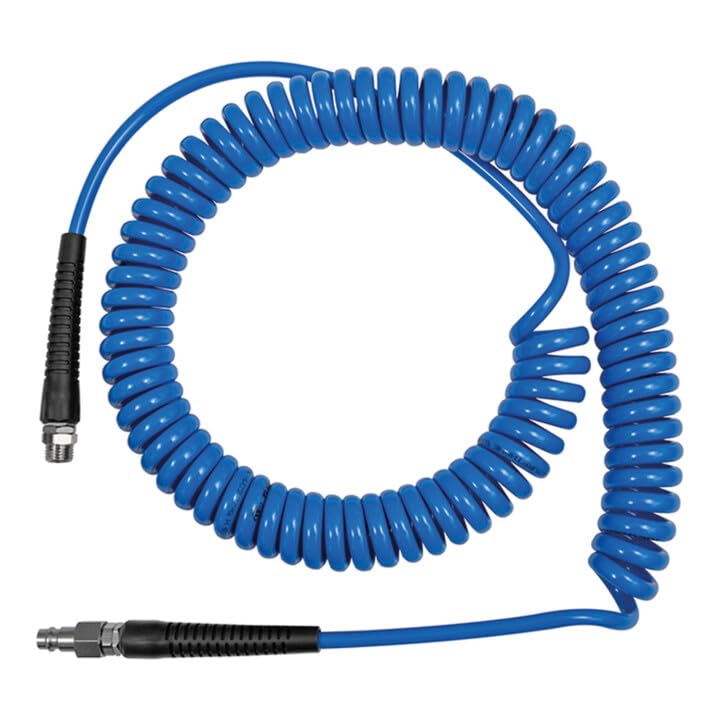 Tubo a spirale, raccordo e molla antipiega, PU, G 3/8, tubo ø 12 x 8, PN a 23 °C max. 10 bar, lunghezza 3,0 m