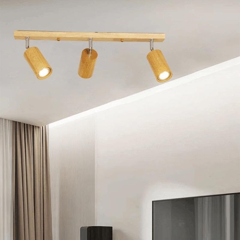 Plafonnier nordique en bois massif noble, luminaire de salon à 3 lumières