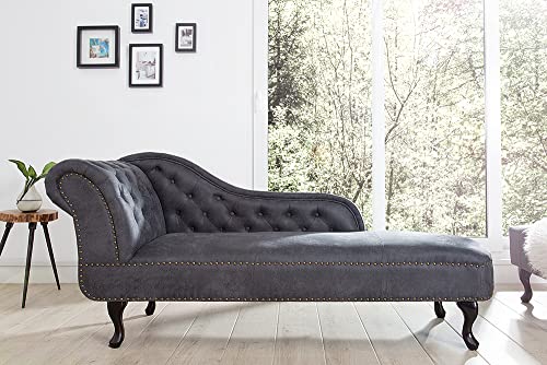 invicta INTERIOR Design Chesterfield Recamierè antik grau Récamiere Chaiselongue Chaise Longue Sofa Wohnzimmer Ottomane – Bild 3