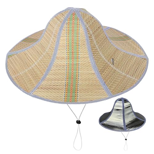 Générique Chapeau De Paille – Synthétique 45cm | Large Bord Protection Tête | Couvre-Chef Solaire pour Jardinage Extérieur Plage Voyage Sécurité Anti-UV Et Accessoire Mode Été