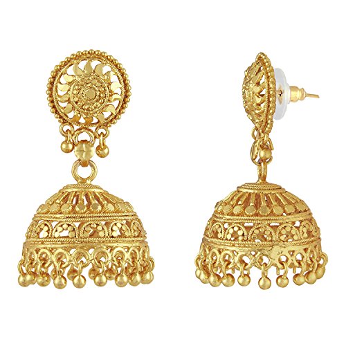 BodhaGold Plated Medium Size Traditional Indian Jhumka Earrings (SJ_34)2