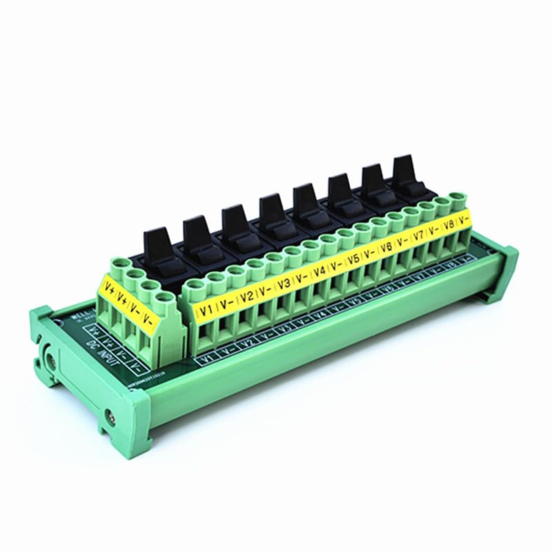 DIN Rail Mount 8 Channel Paddle Switch DC Power Distribution Strip Module