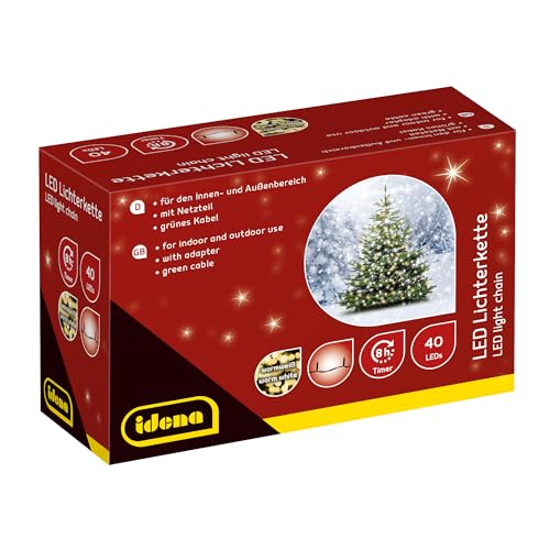 Idena 8325056 - LED Lichterkette mit 40 LEDs in Warmweiß, 8 Stunden...
