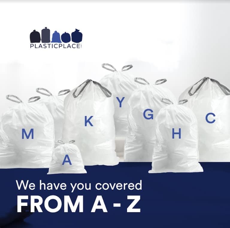Miniatura 3 de Plasticplace Bolsas de basura de ajuste personalizado, compatibles con simplehuman Code J Packs, forros de basura blancos con cordón de 10 a 10.5