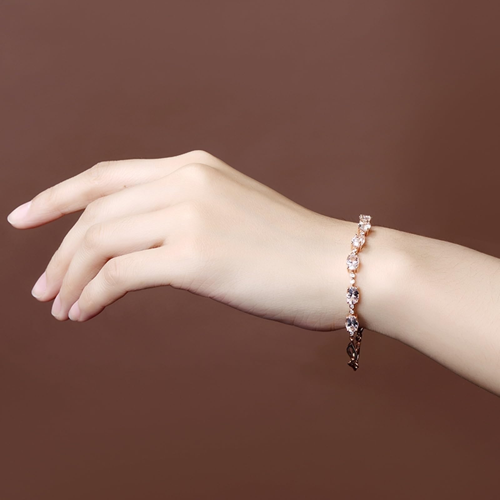 Bransoletka damska z różowego złota 18k/14k/9K, bransoletka Morganit damska 5,15 ct i diament, długość 16-20 cm