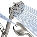 SparkPod 10-Mode Handheld Shower Head with Hose - 5" High Pressure Shower Head Set with Touch-to-Clean Nozzles, Built-In Power Jet, Stainless Steel 6ft Hose & Bracket (Brushed Nickel)