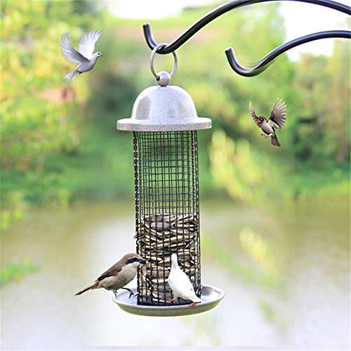 Bird Feeder Metal House Courtyard Cabin Bird Feeder Classic Tube Bird Feeder Traditional For Outdoors Hanging Decoration Bird Table Free Standing Weatherproof Easy Cleaning Refills for Backyard, Garde