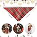 2pcs Christmas Dog Bandanas, Stylish Plaid Dog Bandana with Tassel Edges Multiple Size Christmas Dog Scarf Pet Bandanas for Small, Medium, Large Dog