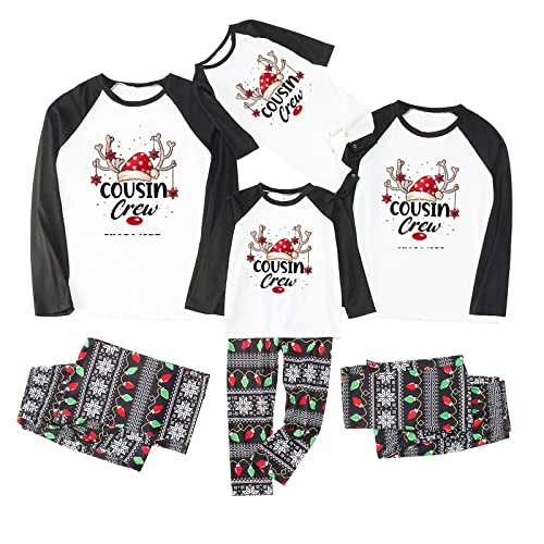 Christmas Pajamas for Family, Buffalo Plaid Cousin Crew Family Christmas Pjs Matching Sets Long Sleeve Xmas Sleepwear