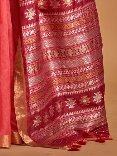 Image of AKHILAM Women's Banarasi silk Ethnic Motif Woven Design Saree With Unstitched Blouse Piece