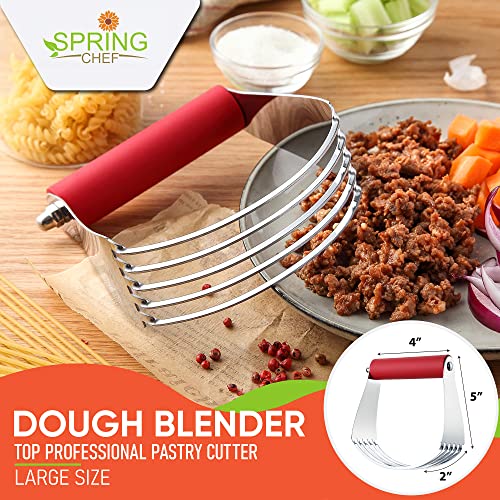 Image of Spring Chef Large Dough Blender For Baking - Durable Pastry Blender - Red