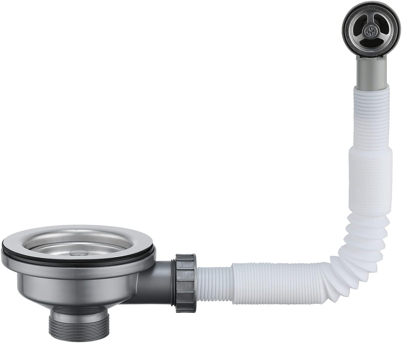 WINDALY Kitchen Sink Waste Kit, Stainless Steel Sink Overflow Kit