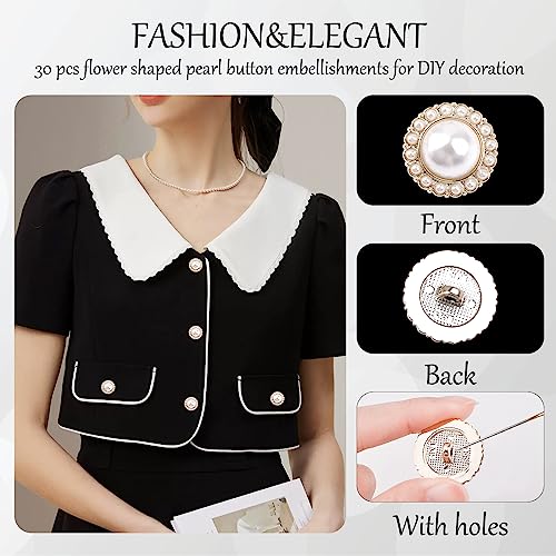 URROMA 30 Pcs Faux Pearl Buttons - Image 3
