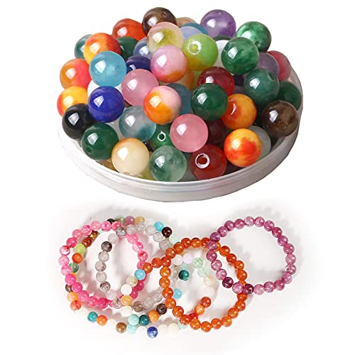 Bymivofun 100 pièces Perles de Pierres Précieuses Rondes Semi-Précieuses, Perles de Pierres Précieuses Naturelles de 8 mm, pour les Décorations...