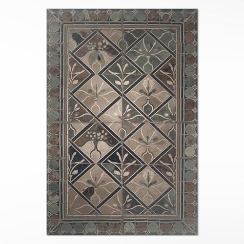 Alfombras de Vinilo 120x180 cm Fácil Limpieza Rectangular para Cocina Salón y Dormitorio PCV Impermeable de Material Sintético de Calidad Decoración de Interiores - Geometría Elegante