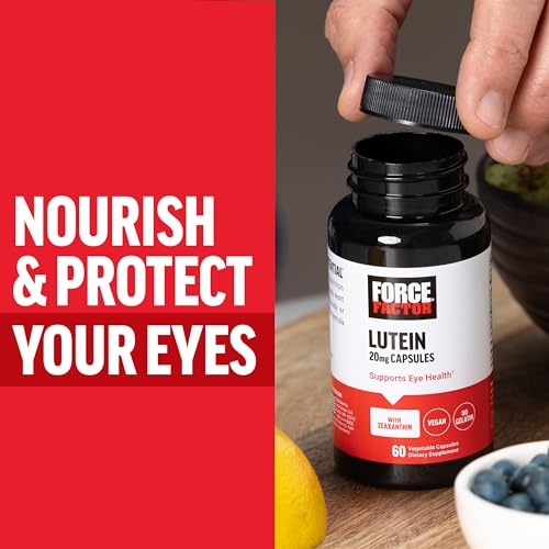 Image of Force Factor Lutein and Zeaxanthin Supplements, Eye Vitamins with Lutein 20mg, Eye Health Supplements for Adults, Ingredients Backed by Science, Vegan, Gelatin Free, 60 Vegetable Capsules