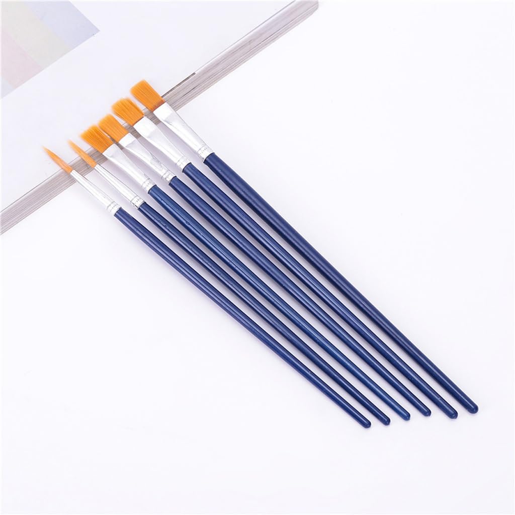 XBTGS Pincel de nailon para acuarela, pincel al óleo, suministros de pintura al óleo, juego de 6 piezas, azul, como se muestra, azul como se muestra