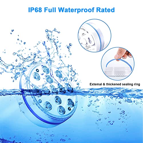 Luci Piscina, SODREE 4 Pezzi Led Sommergibili Luci Piscina, IP68 Luci Led Piscina Luci per Laghetto Impermeabili con Telecomando, Luce LED Sommergibili per Giardino/Acquario/Stagno Decorazione - Image 7